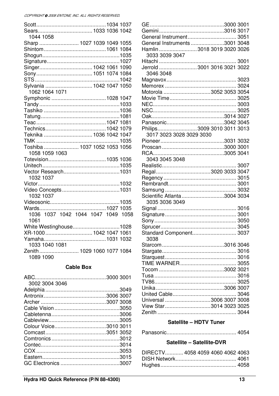 Entone Hydra HD A-Series User Manual | Page 13 / 16