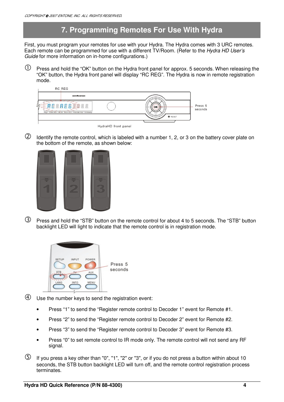 Programming remotes for use with hydra | Entone Hydra HD A-Series User Manual | Page 4 / 16