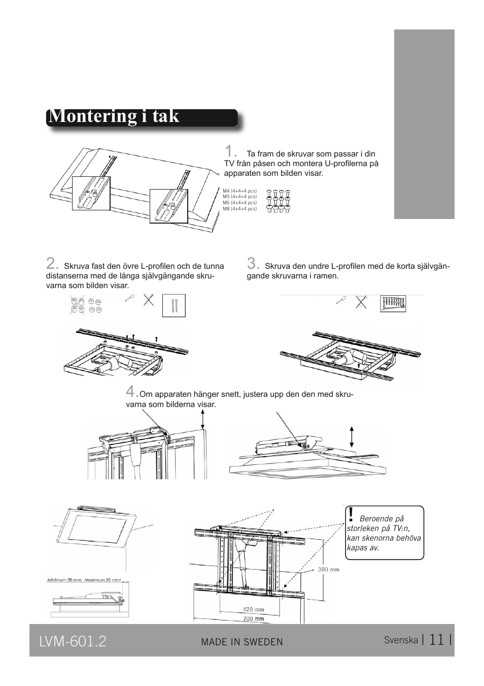 Montering i tak | CLO Systems LVM-601-2 User Manual | Page 11 / 14