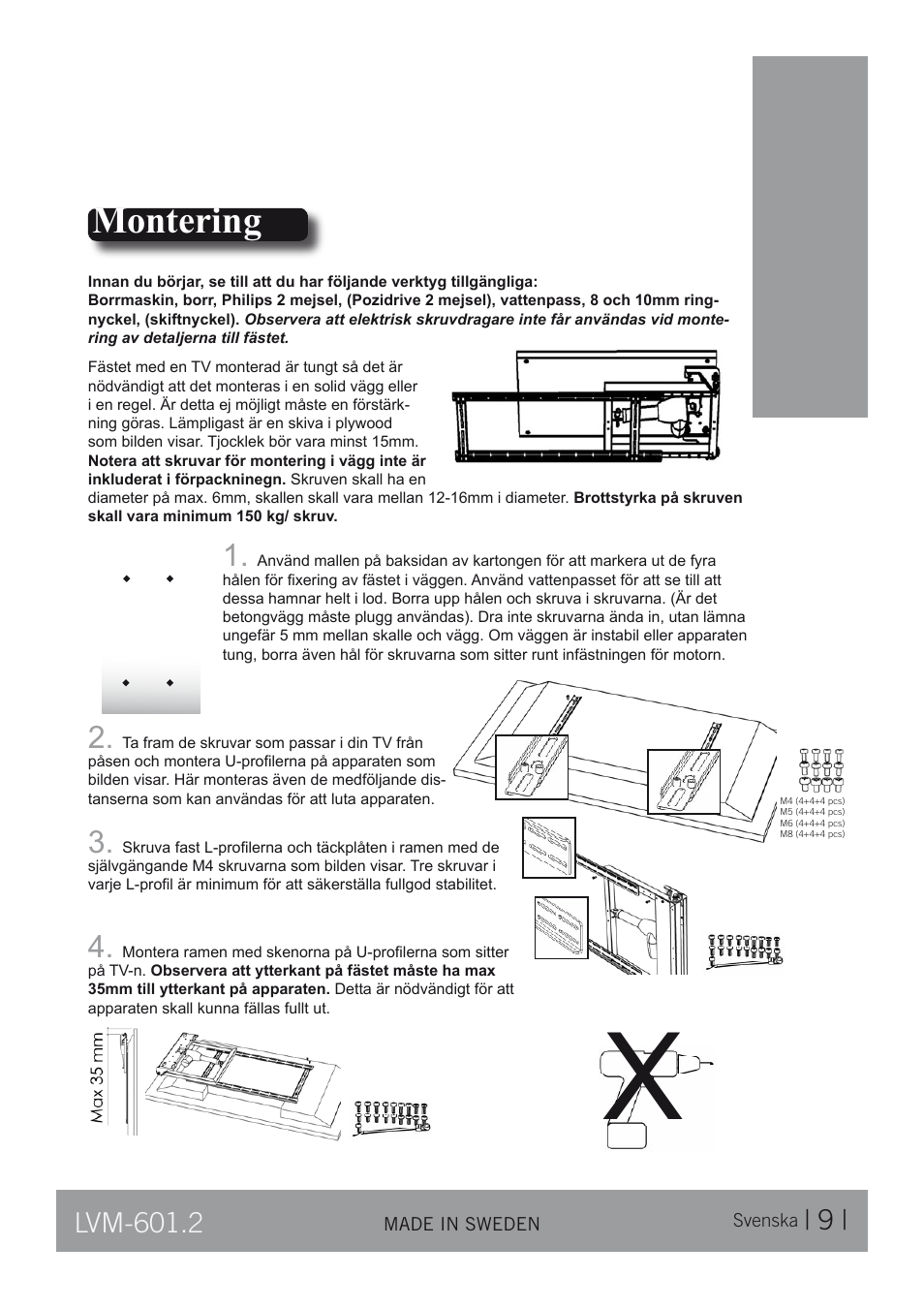 Montering | CLO Systems LVM-601-2 User Manual | Page 9 / 14