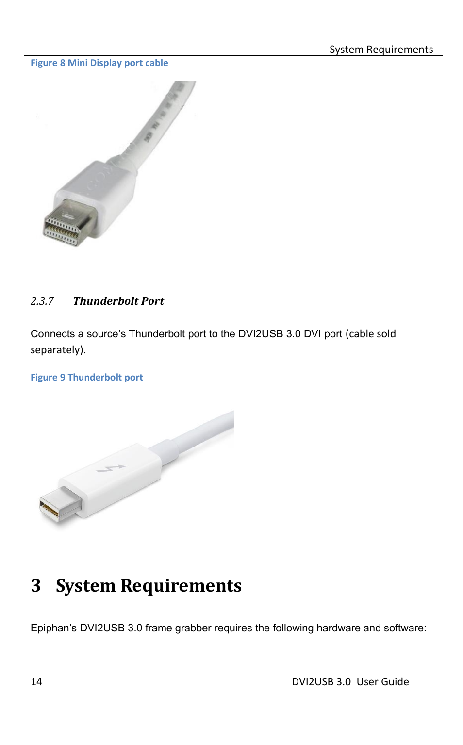 Thunderbolt port, System requirements, 3 system requirements | Epiphan DVI2USB 3.0 User Manual | Page 19 / 86