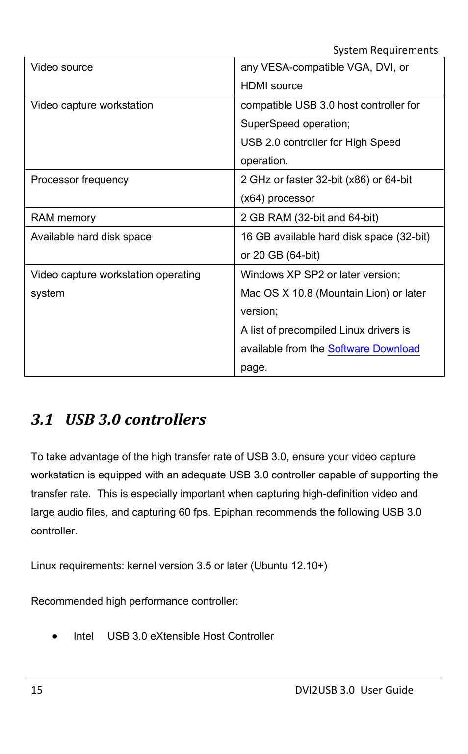 Usb 3.0 controllers, 1 usb 3.0 controllers | Epiphan DVI2USB 3.0 User Manual | Page 20 / 86