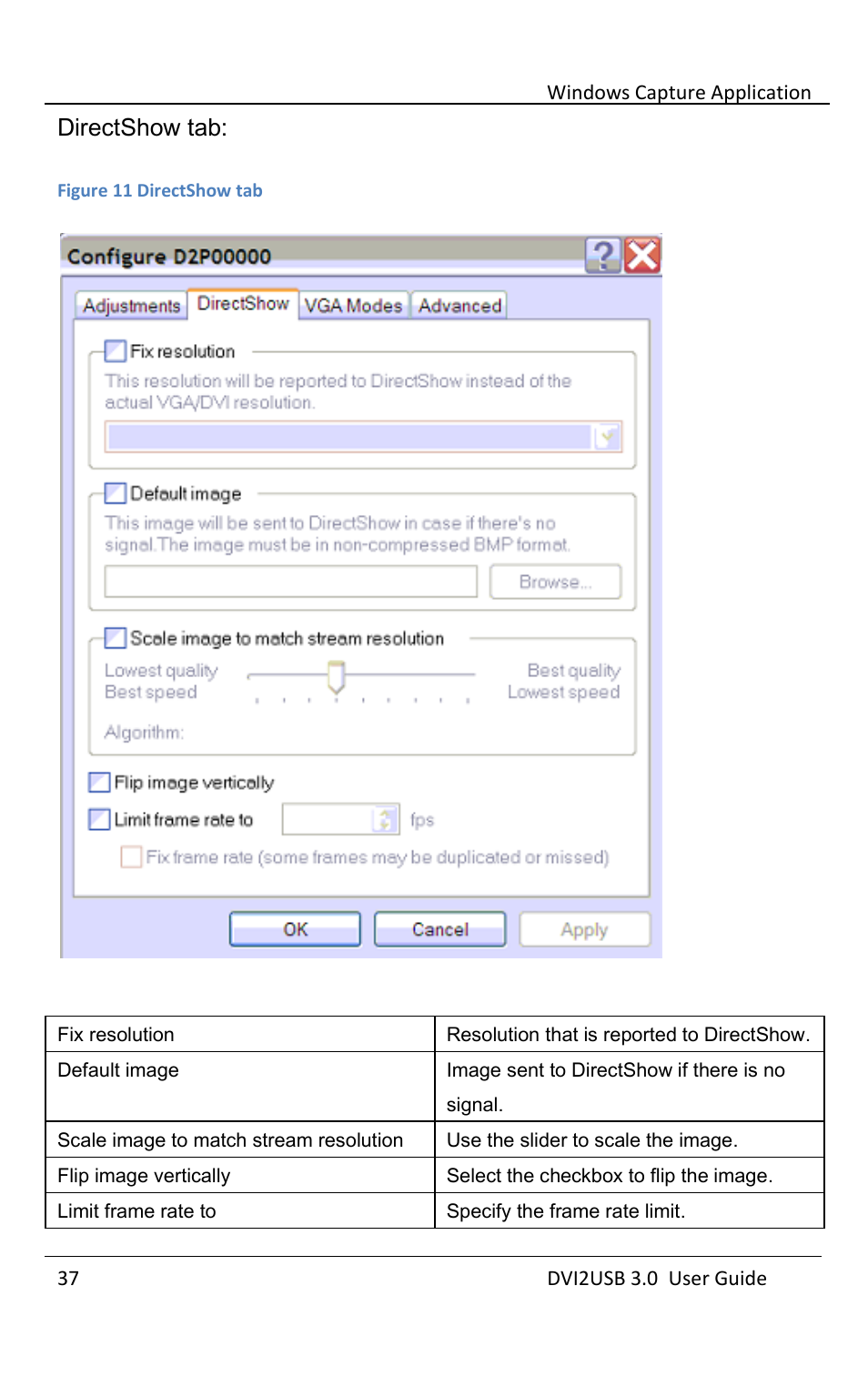 Directshow tab | Epiphan DVI2USB 3.0 User Manual | Page 42 / 86