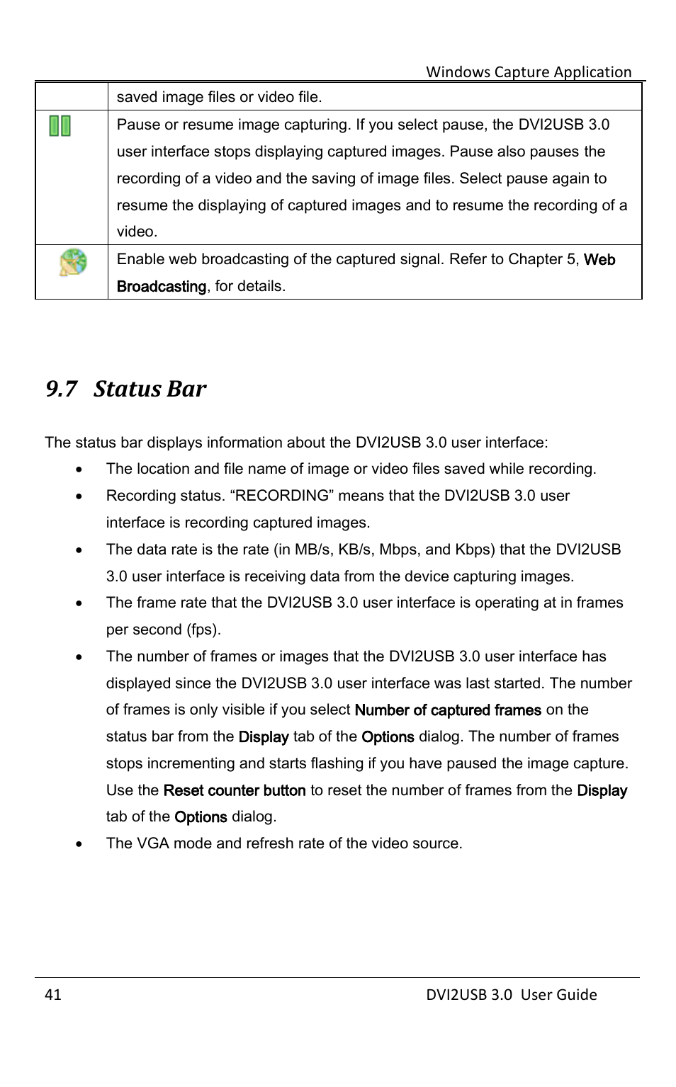 Status bar, 7 status bar | Epiphan DVI2USB 3.0 User Manual | Page 46 / 86