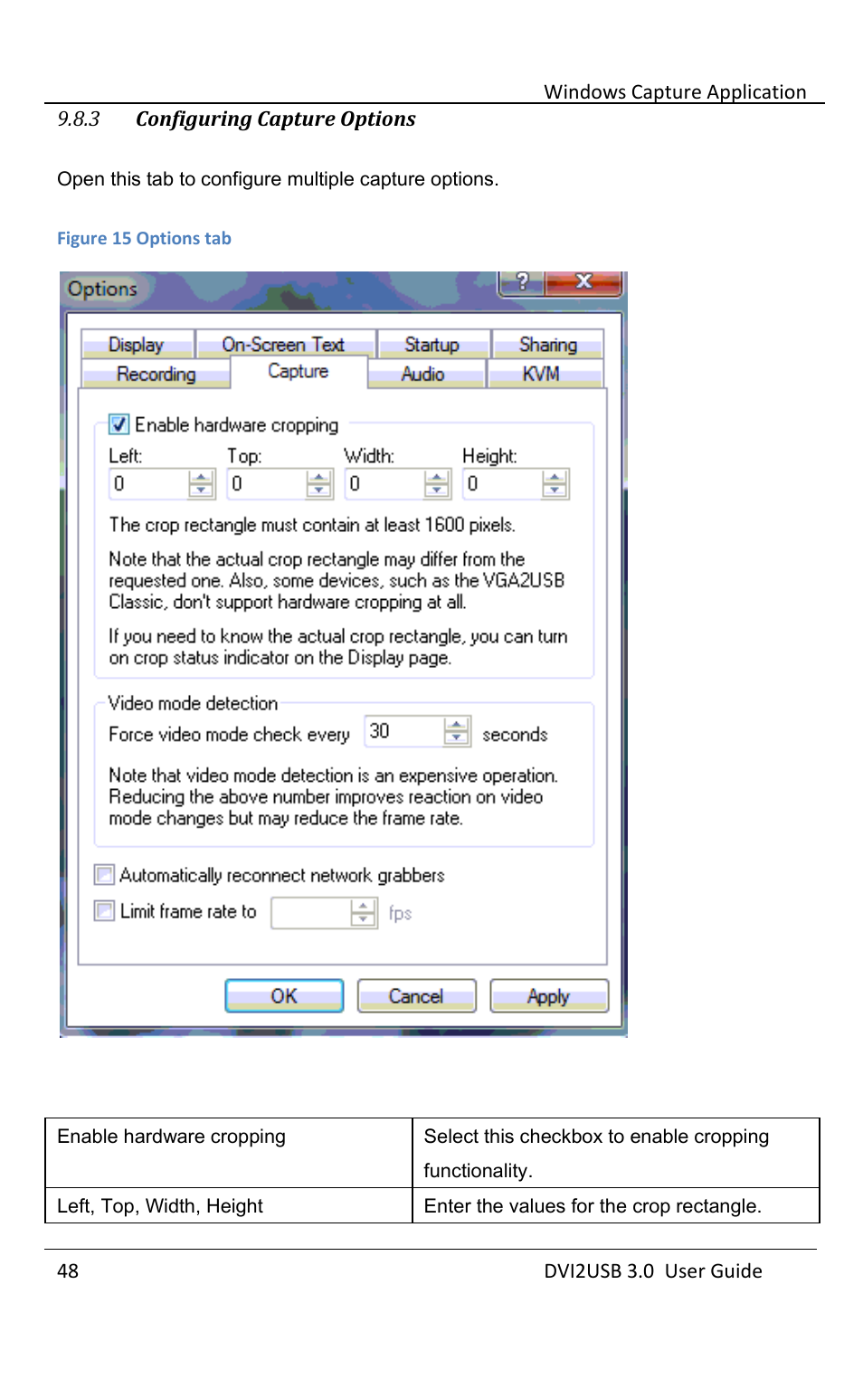 Configuring capture options | Epiphan DVI2USB 3.0 User Manual | Page 53 / 86