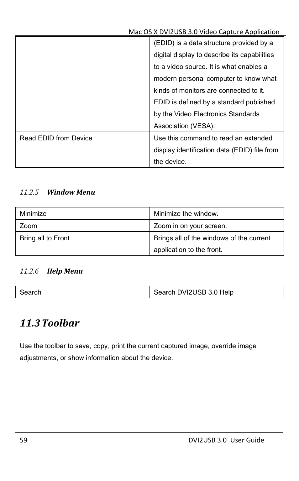 Window menu, Help menu, Toolbar | 3 toolbar | Epiphan DVI2USB 3.0 User Manual | Page 64 / 86