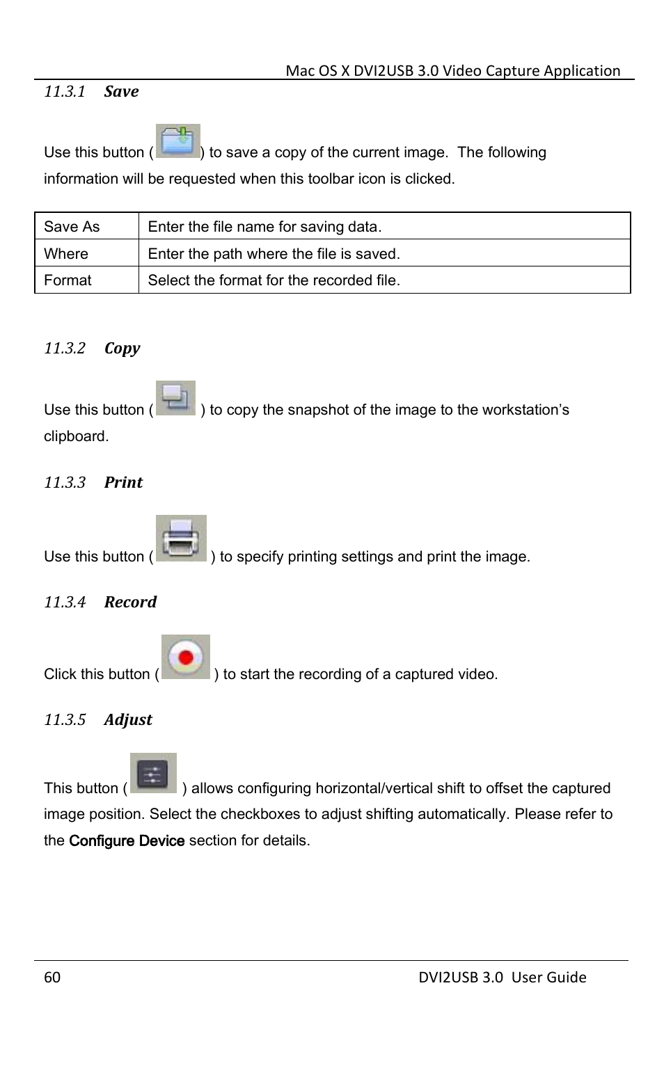 Save, Copy, Print | Record, Adjust | Epiphan DVI2USB 3.0 User Manual | Page 65 / 86