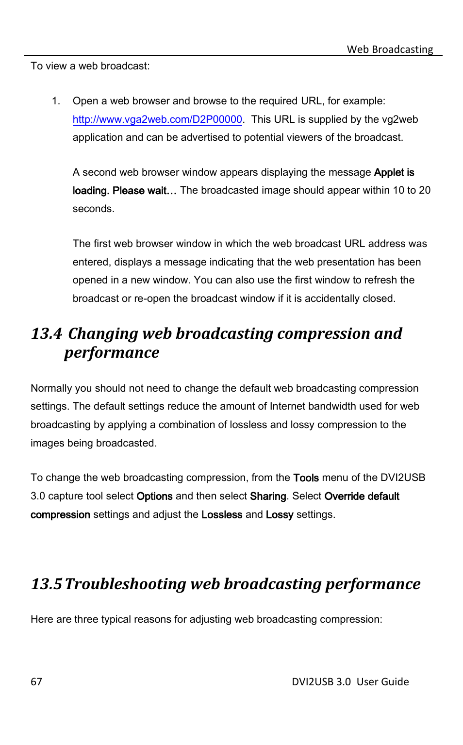 Troubleshooting web broadcasting performance, 5 troubleshooting web broadcasting performance | Epiphan DVI2USB 3.0 User Manual | Page 72 / 86