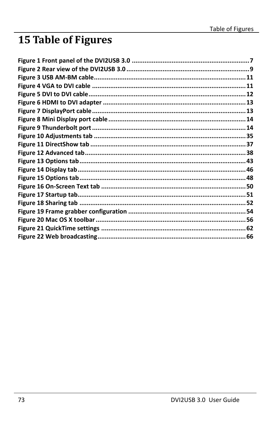 Table of figures, 15 table of figures | Epiphan DVI2USB 3.0 User Manual | Page 78 / 86