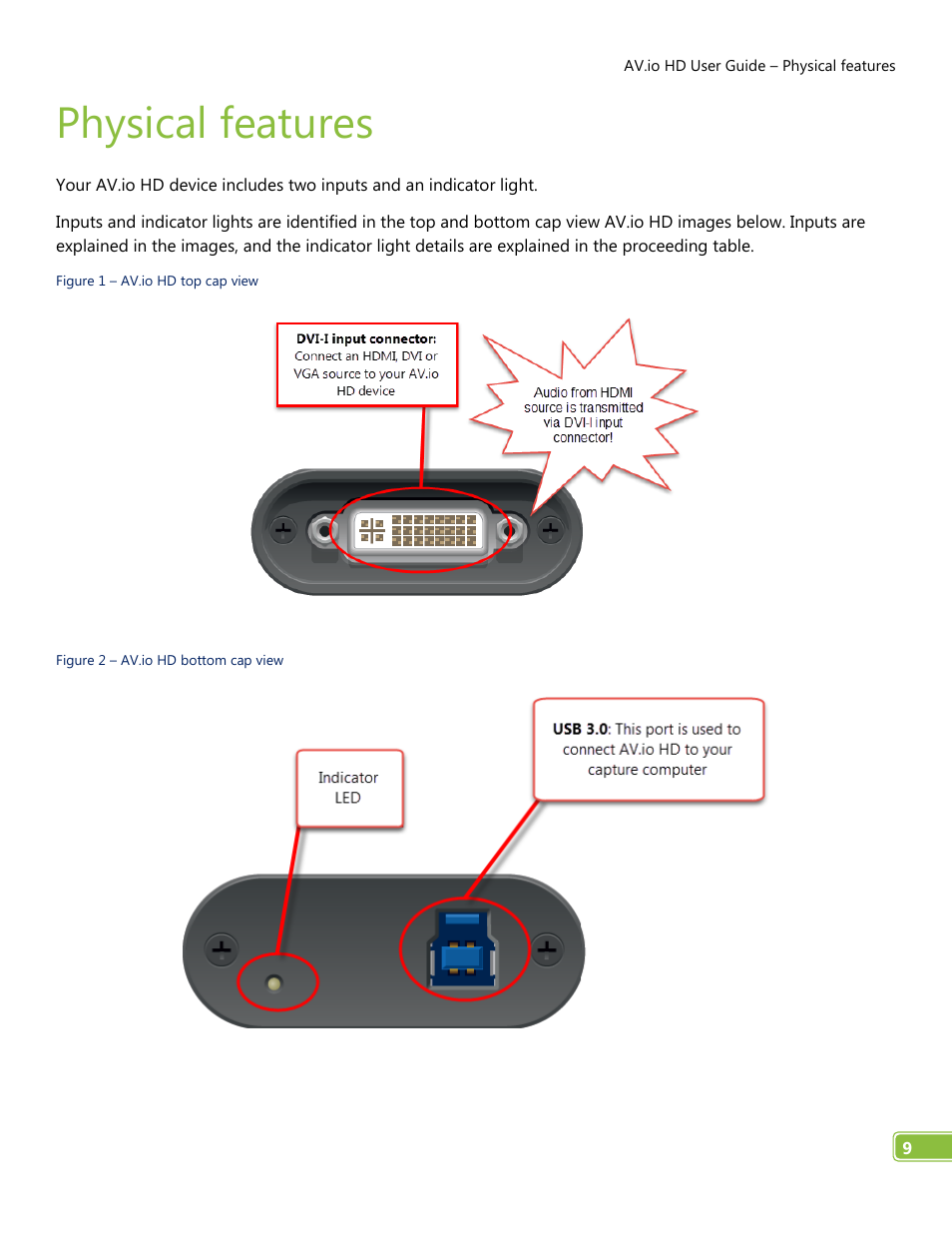 Physical features | Epiphan AV.io HD User Manual | Page 12 / 27