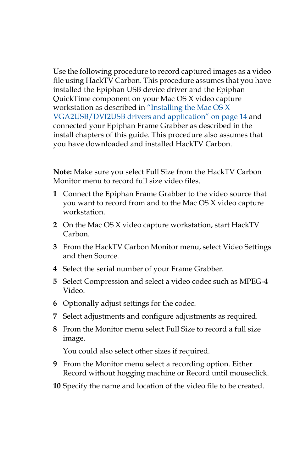Recording video files (mac os x) | Epiphan VGA2USB Pro User Manual | Page 113 / 166