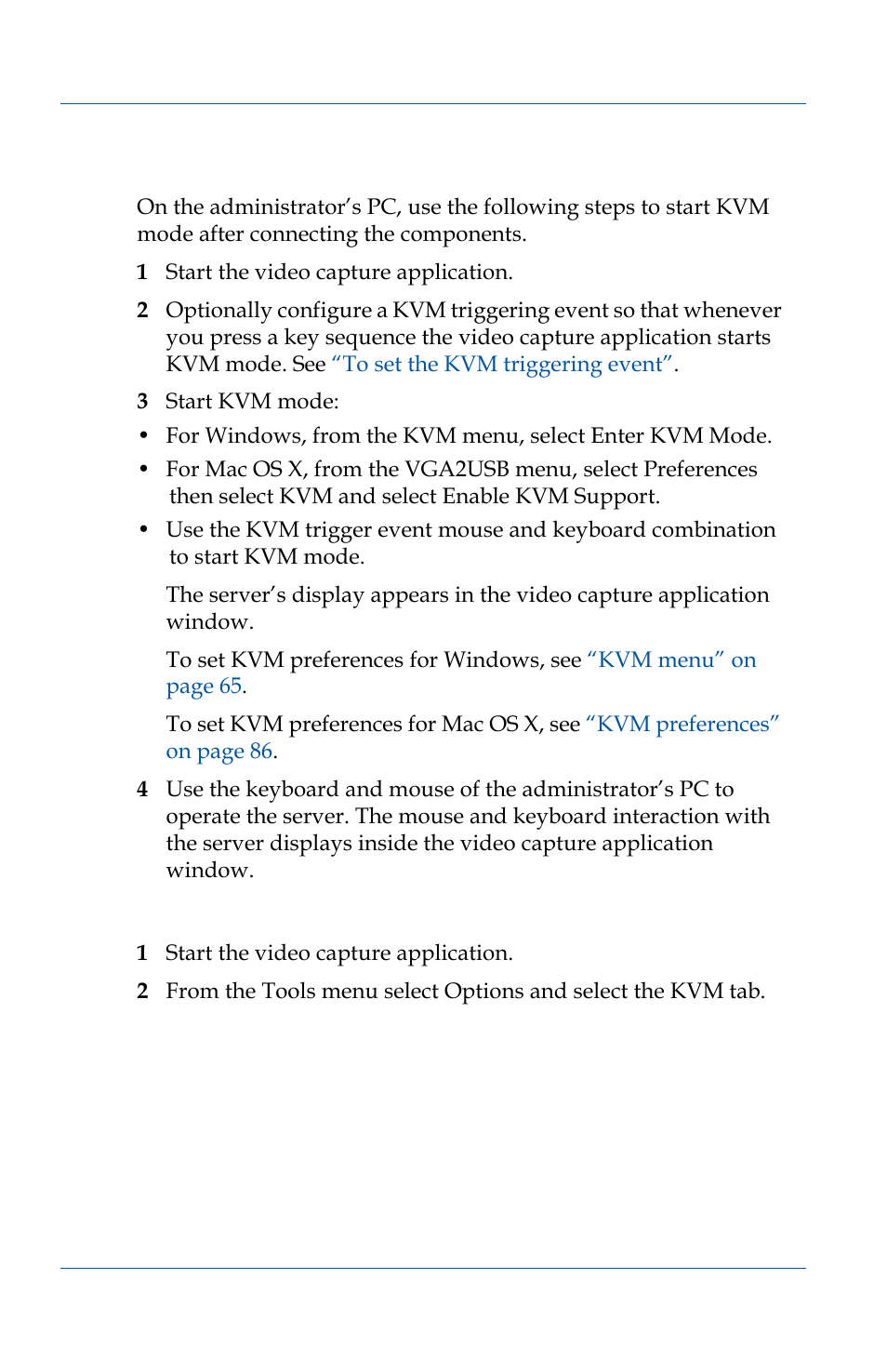To set the kvm triggering event” on | Epiphan VGA2USB Pro User Manual | Page 130 / 166