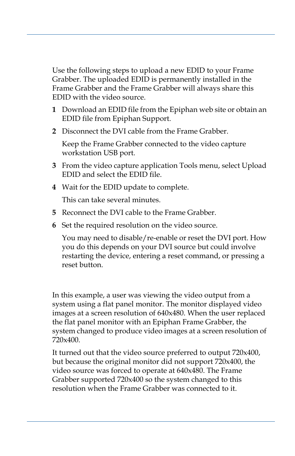 Changing the edid on your frame grabber, Edid example | Epiphan VGA2USB Pro User Manual | Page 135 / 166