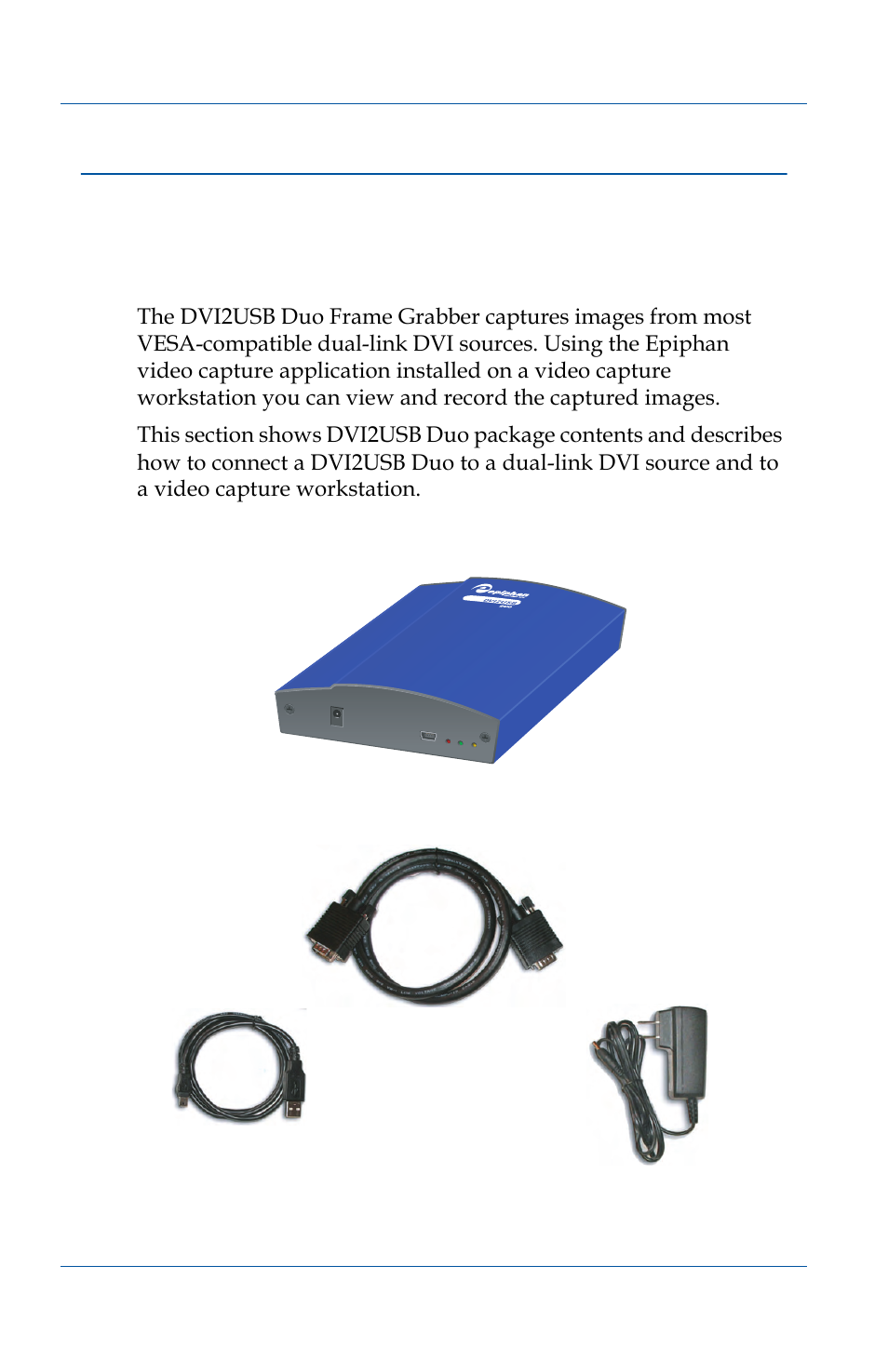 Connecting a dvi2usb duo device, Connecting a dvi2usb duo device 22 | Epiphan VGA2USB Pro User Manual | Page 22 / 166