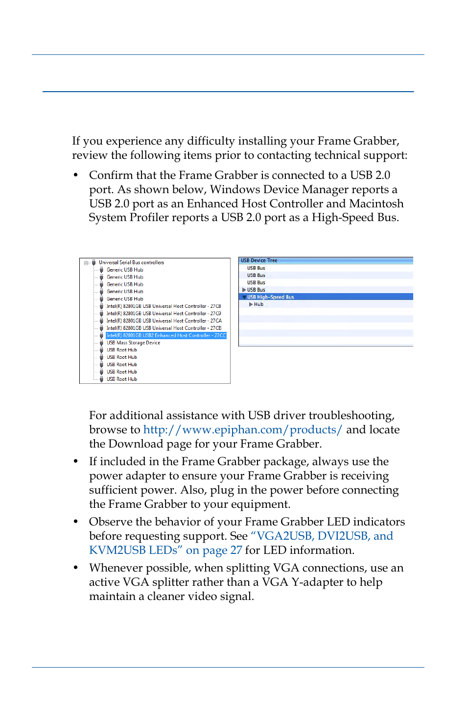 Troubleshooting, Troubleshooting 26 | Epiphan VGA2USB Pro User Manual | Page 26 / 166