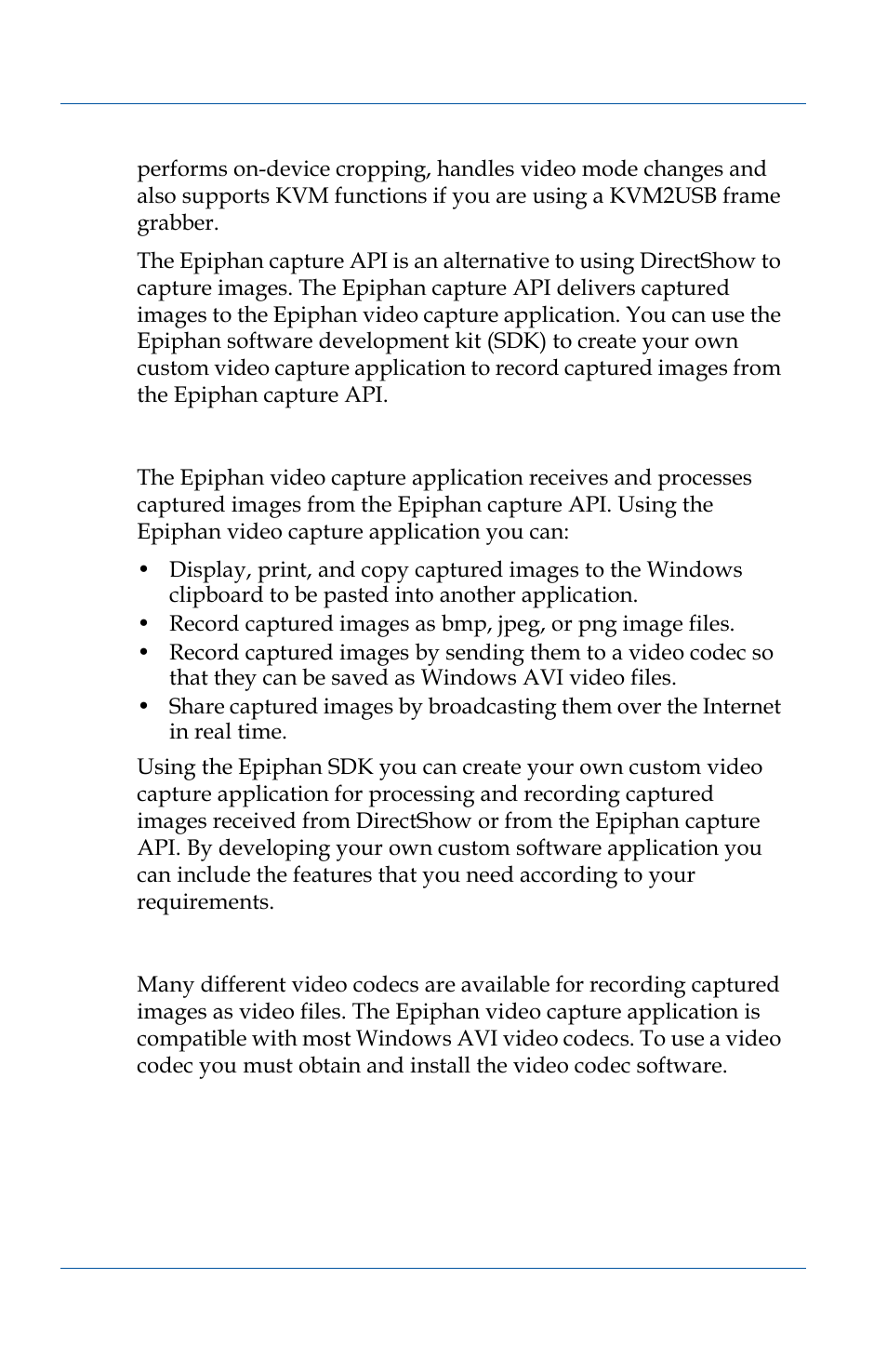 The epiphan video capture application, Video codecs | Epiphan VGA2USB Pro User Manual | Page 38 / 166