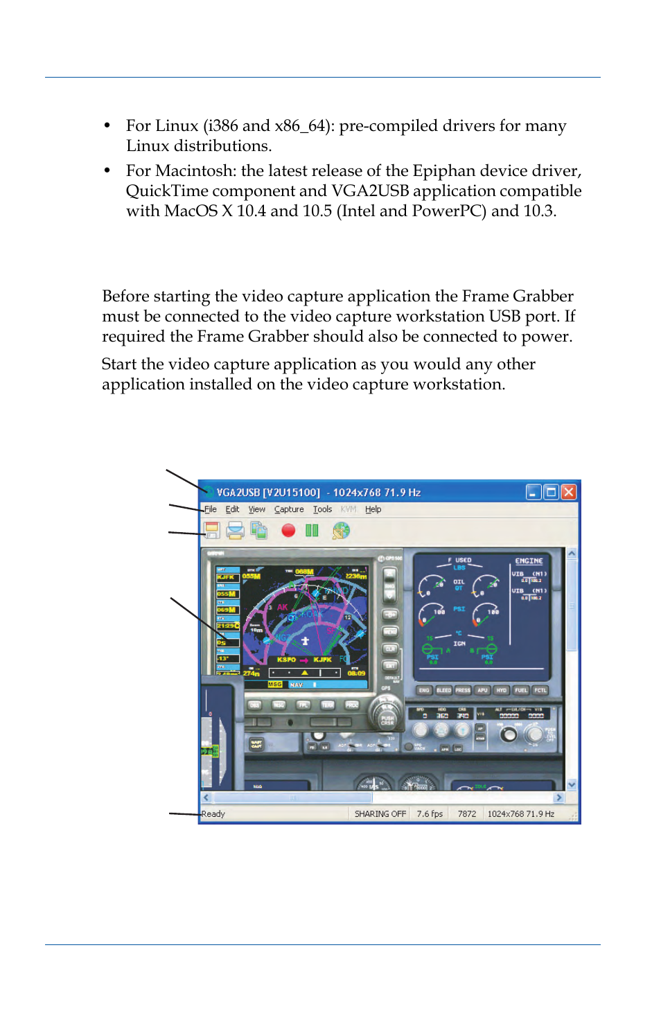 Starting the video capture application, Starting the video capture application 54 | Epiphan VGA2USB Pro User Manual | Page 54 / 166