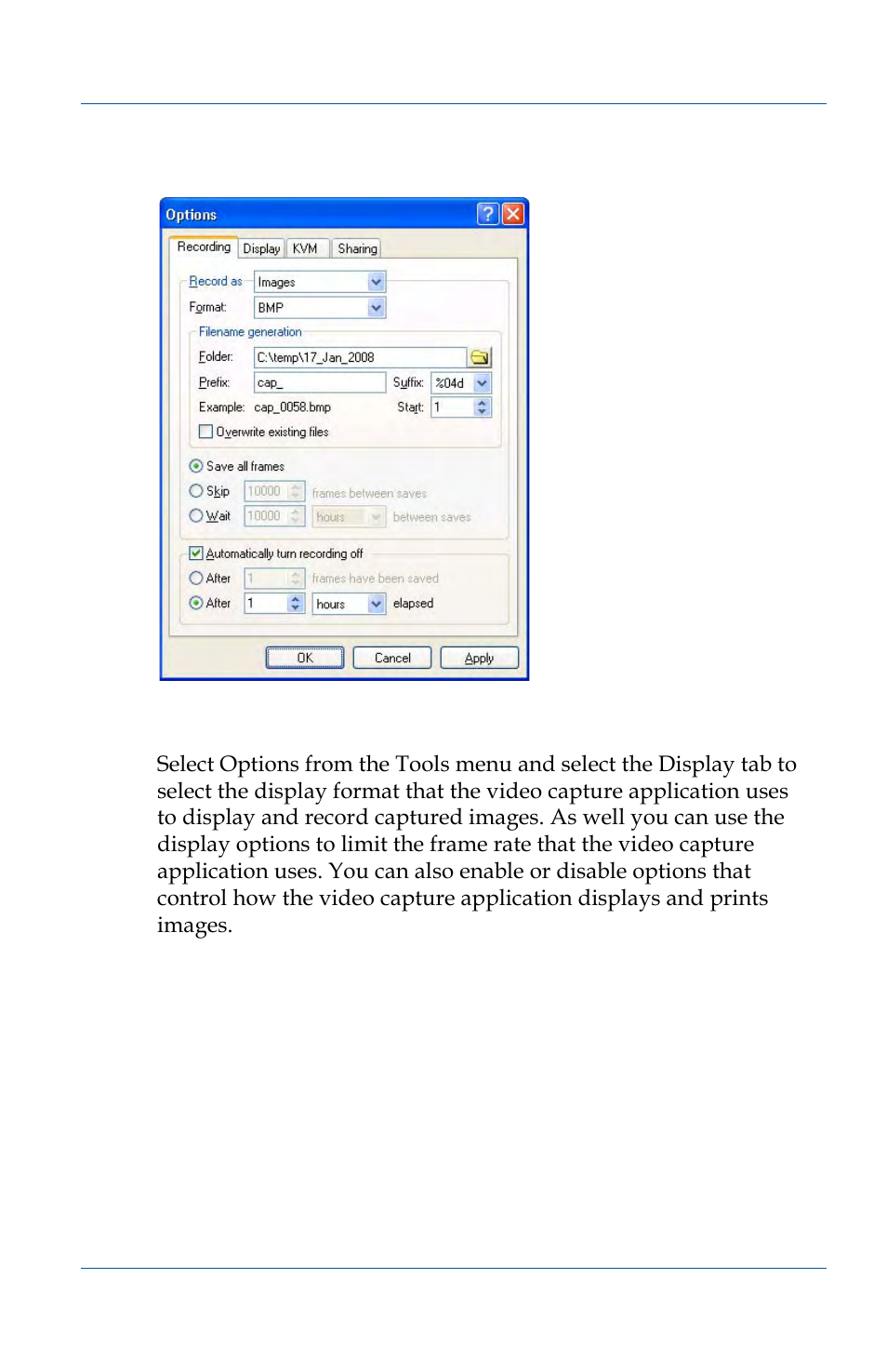 Configuring display options, Lors for printing. see, Configuring display | Dialog. see | Epiphan VGA2USB Pro User Manual | Page 71 / 166