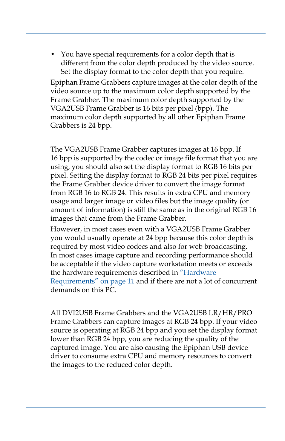 Increasing the color depth of captured images, Reducing the color depth of captured images | Epiphan VGA2USB Pro User Manual | Page 75 / 166