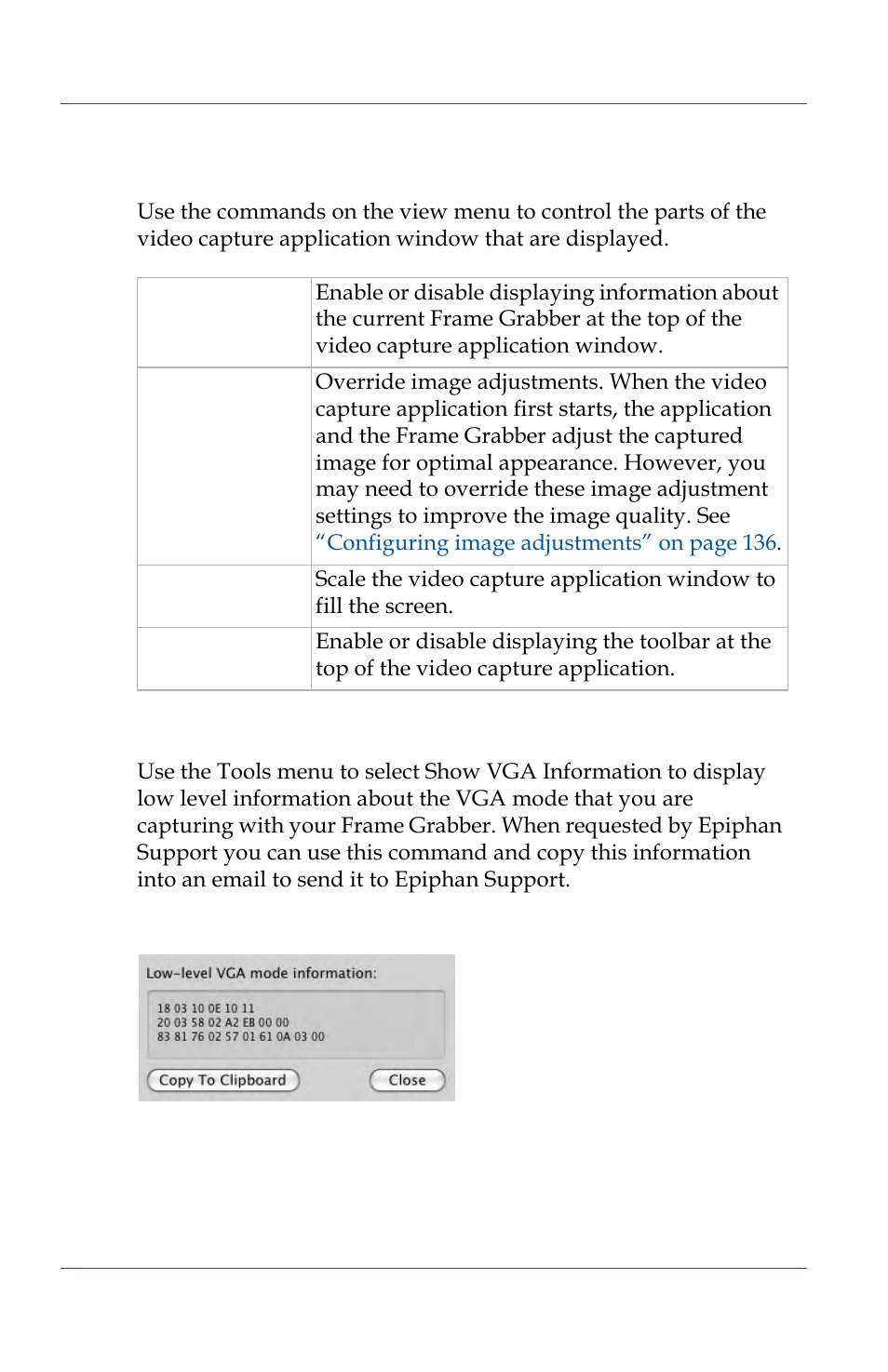 View menu, Tools menu | Epiphan VGA2USB Pro User Manual | Page 88 / 166