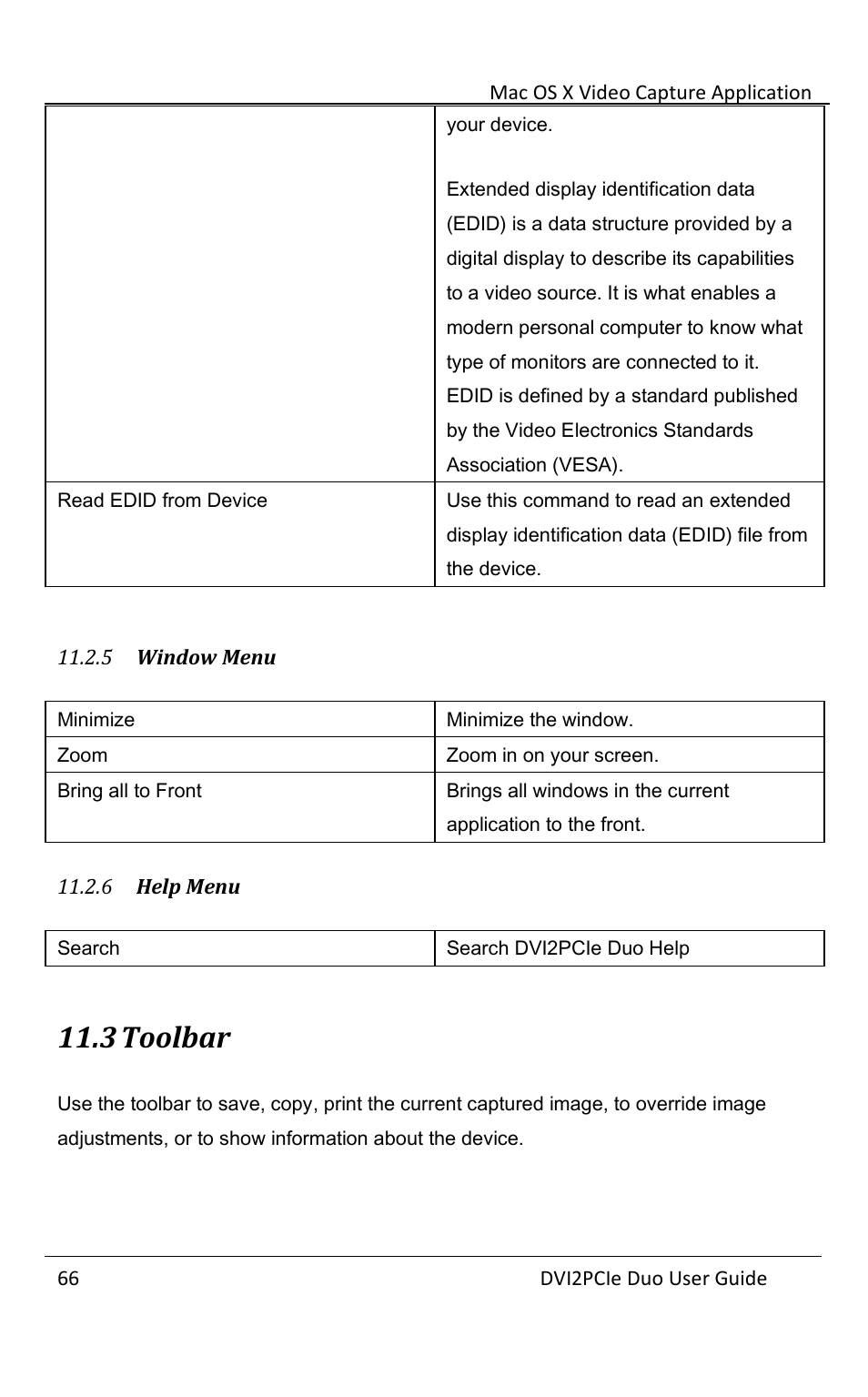 5 window menu, 6 help menu, 3 toolbar | Window menu, Help menu, Toolbar | Epiphan DVI2PCIe Duo User Manual | Page 70 / 93