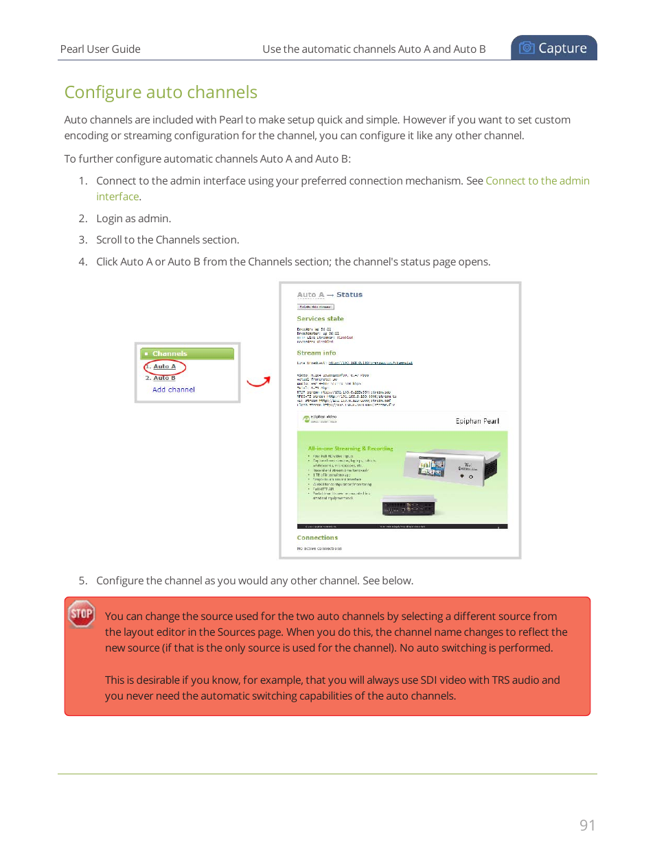 Configure auto channels | Epiphan Pearl User Manual | Page 104 / 342