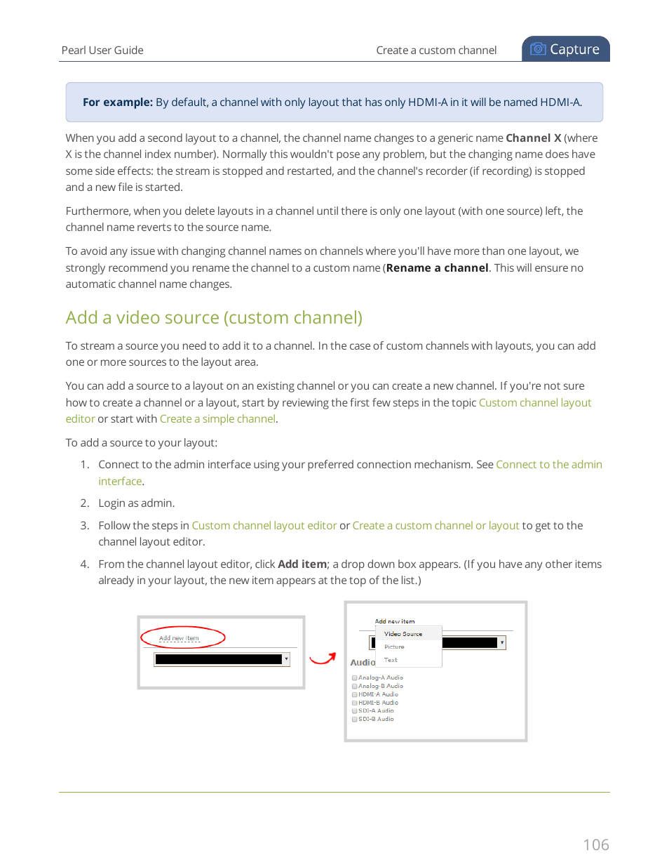 Add a video source (custom channel) | Epiphan Pearl User Manual | Page 119 / 342