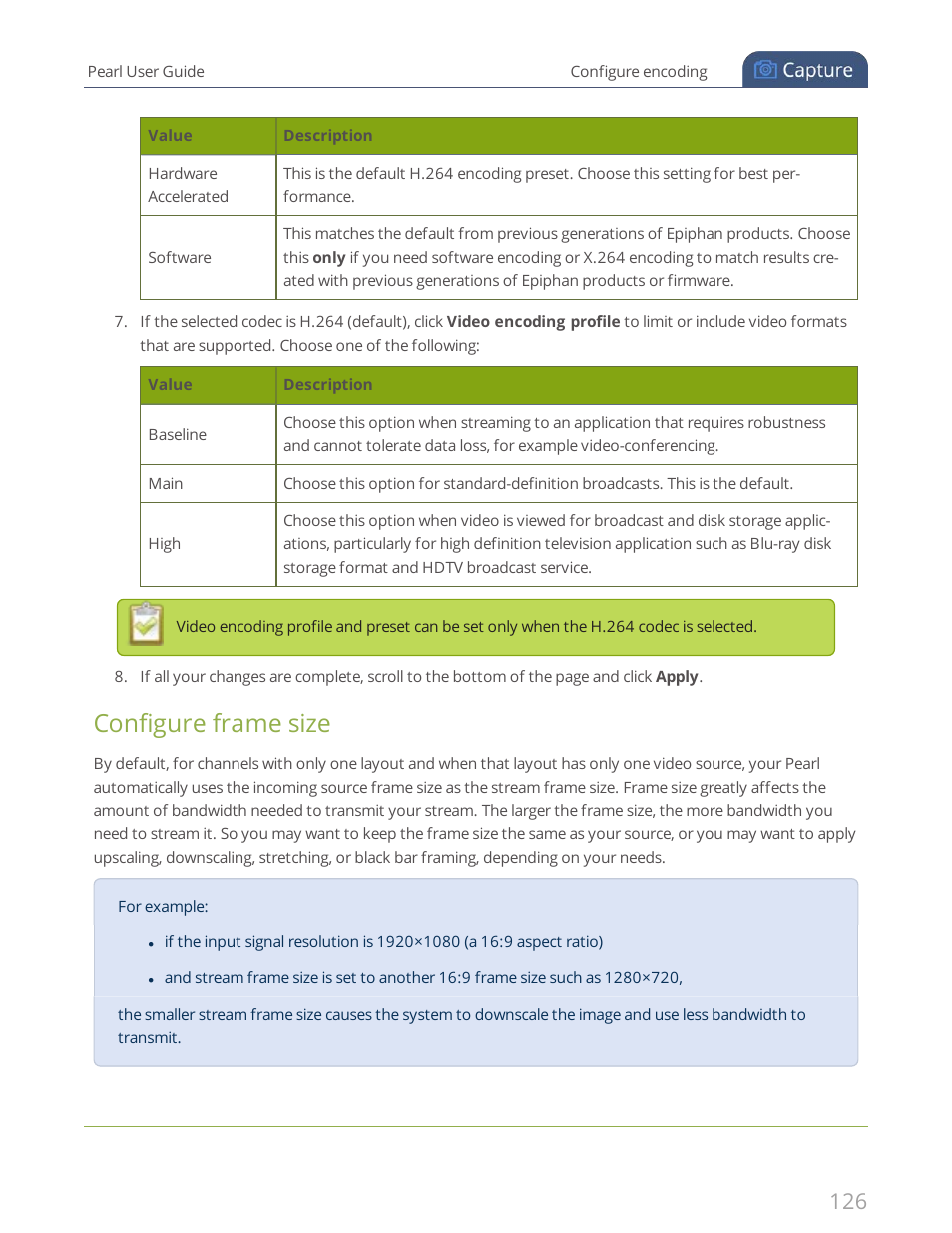 Configure frame size | Epiphan Pearl User Manual | Page 139 / 342
