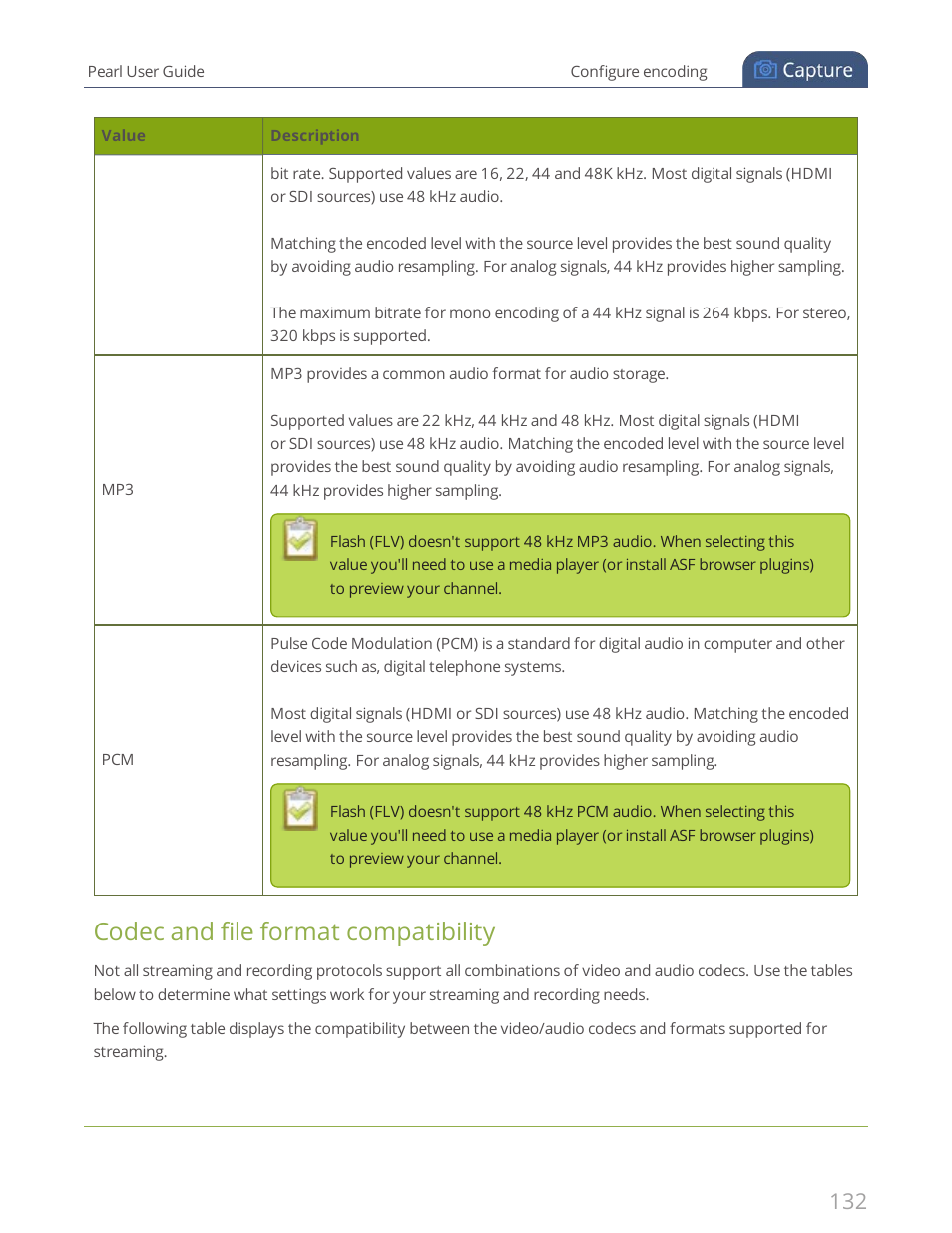 Codec and file format compatibility | Epiphan Pearl User Manual | Page 145 / 342