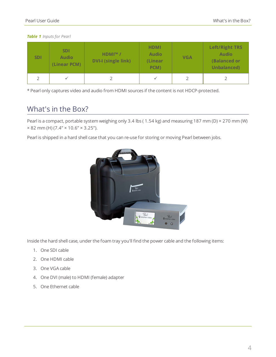 What's in the box | Epiphan Pearl User Manual | Page 17 / 342