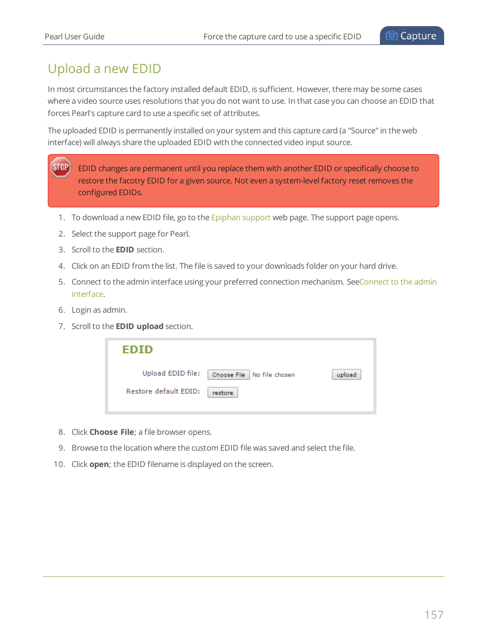 Upload a new edid | Epiphan Pearl User Manual | Page 170 / 342