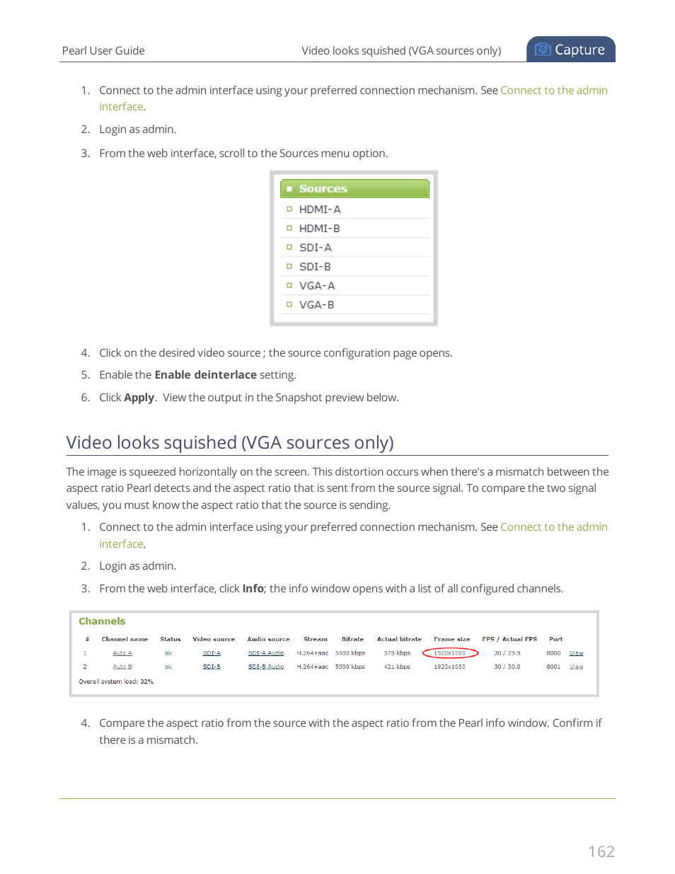 Video looks squished (vga sources only) | Epiphan Pearl User Manual | Page 175 / 342