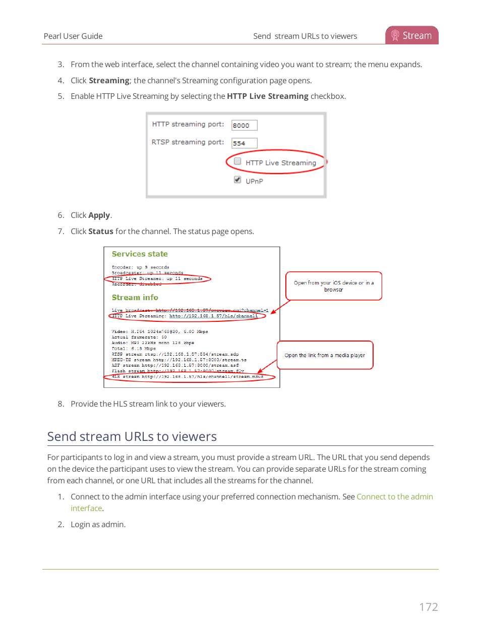 Send stream urls to viewers | Epiphan Pearl User Manual | Page 185 / 342