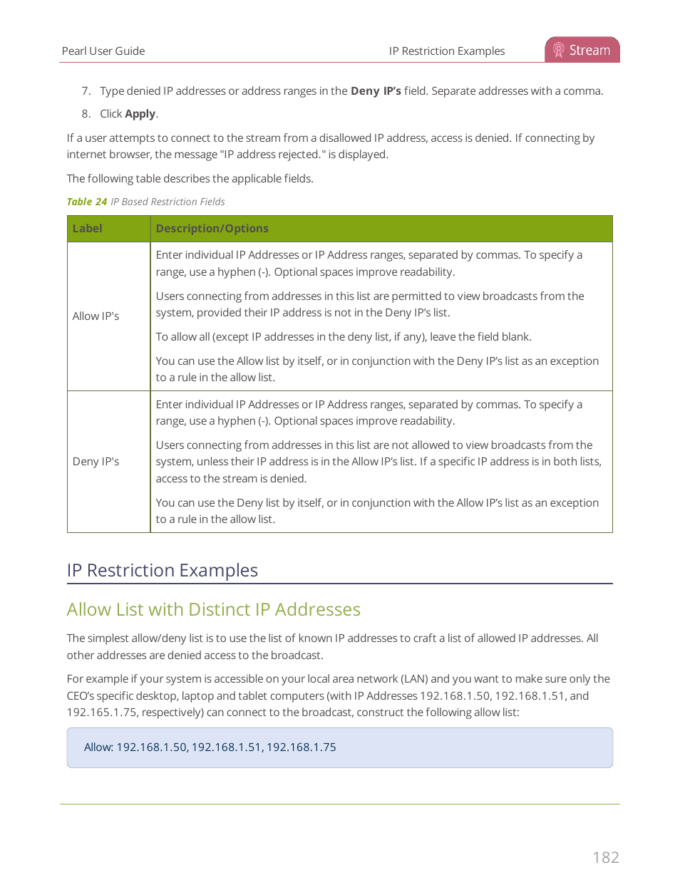 Ip restriction examples | Epiphan Pearl User Manual | Page 195 / 342