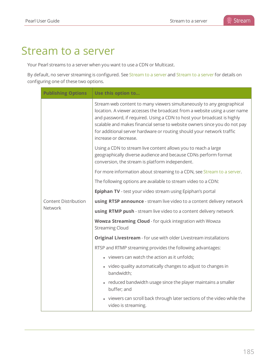 Stream to a server | Epiphan Pearl User Manual | Page 198 / 342