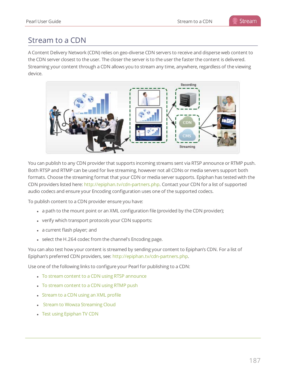 Stream to a cdn | Epiphan Pearl User Manual | Page 200 / 342