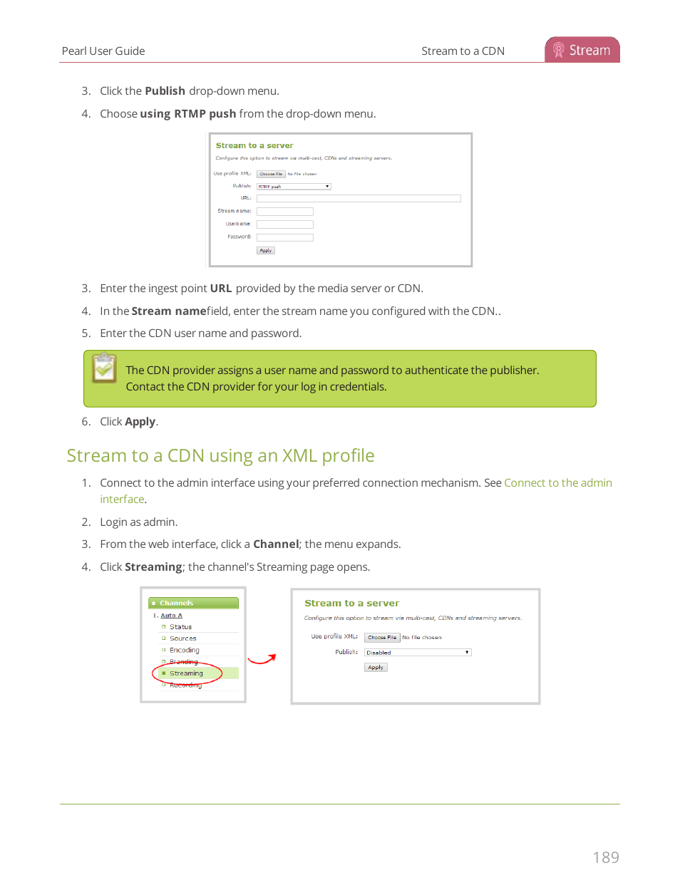 Stream to a cdn using an xml profile | Epiphan Pearl User Manual | Page 202 / 342