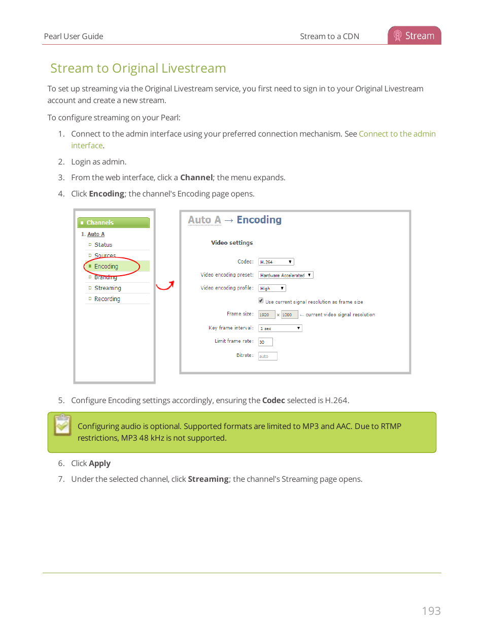 Stream to original livestream | Epiphan Pearl User Manual | Page 206 / 342