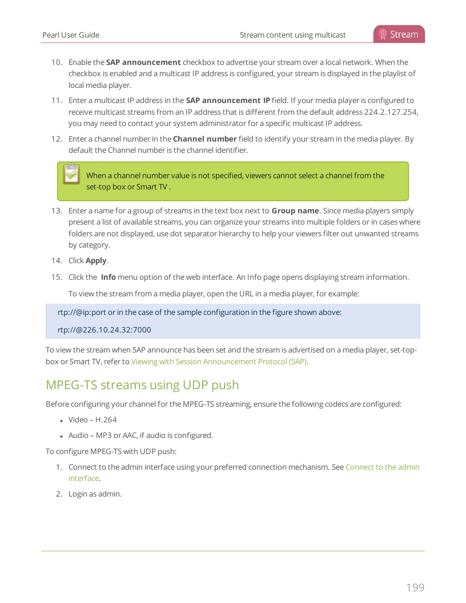 Mpeg-ts streams using udp push | Epiphan Pearl User Manual | Page 212 / 342