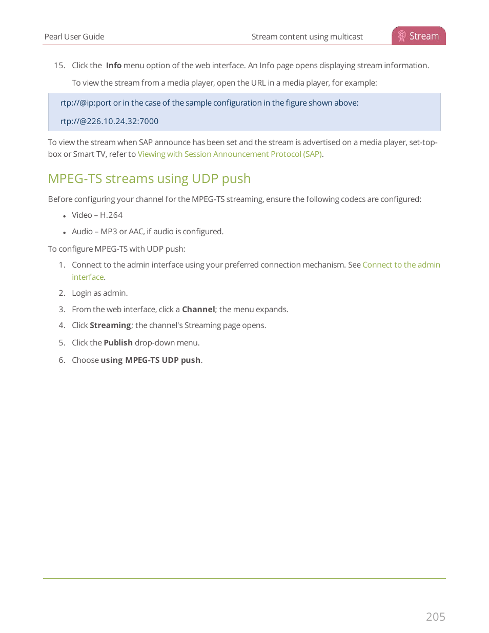 Mpeg-ts streams using udp push | Epiphan Pearl User Manual | Page 218 / 342