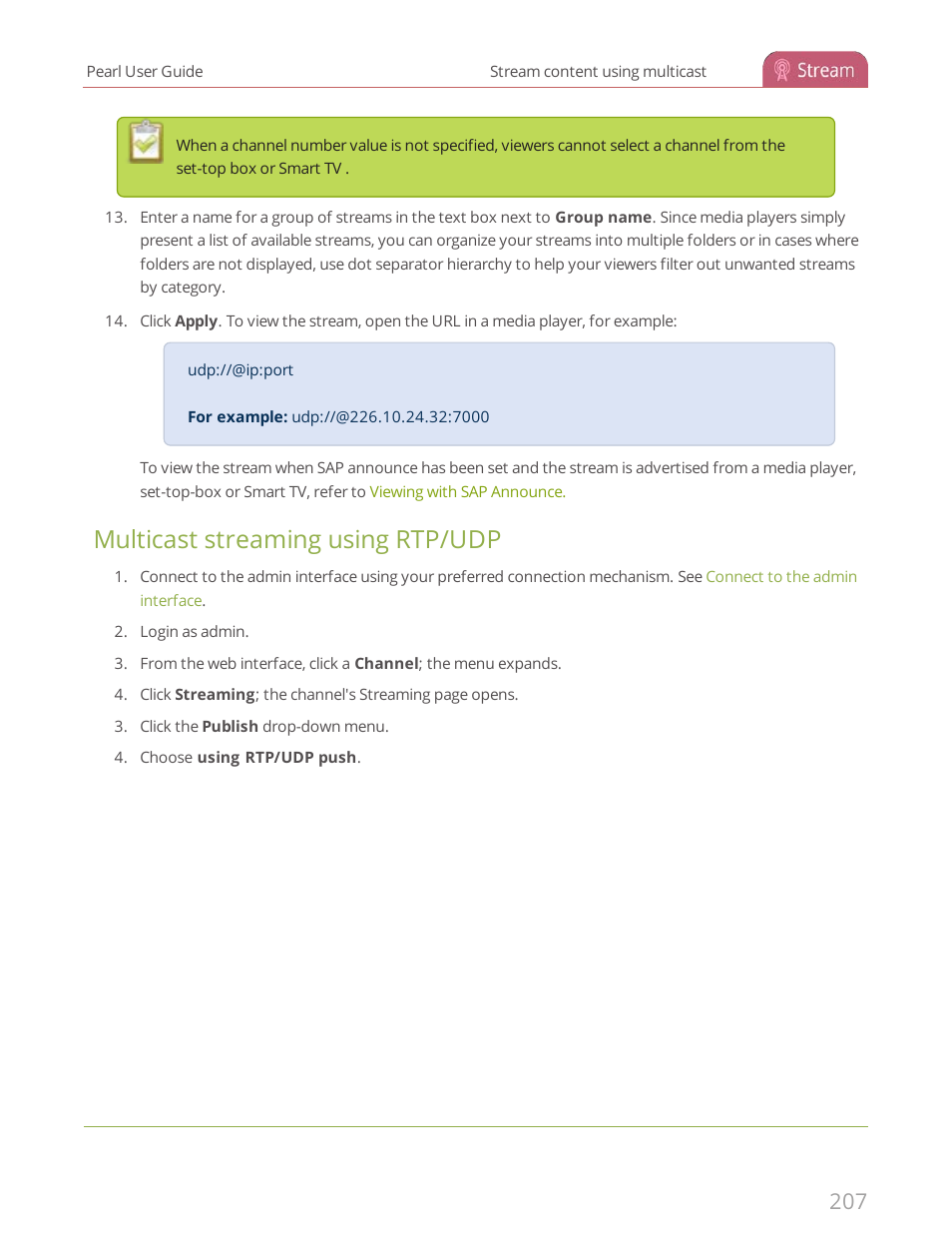 Multicast streaming using rtp/udp | Epiphan Pearl User Manual | Page 220 / 342