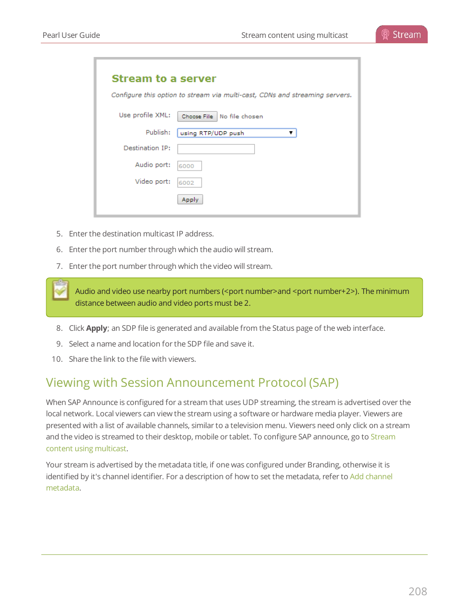 Viewing with session announcement protocol (sap) | Epiphan Pearl User Manual | Page 221 / 342