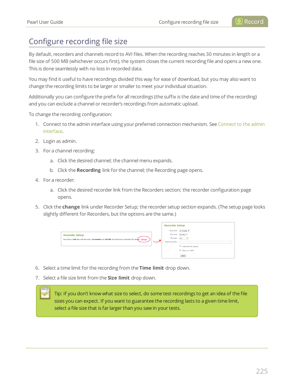 Configure recording file size | Epiphan Pearl User Manual | Page 238 / 342