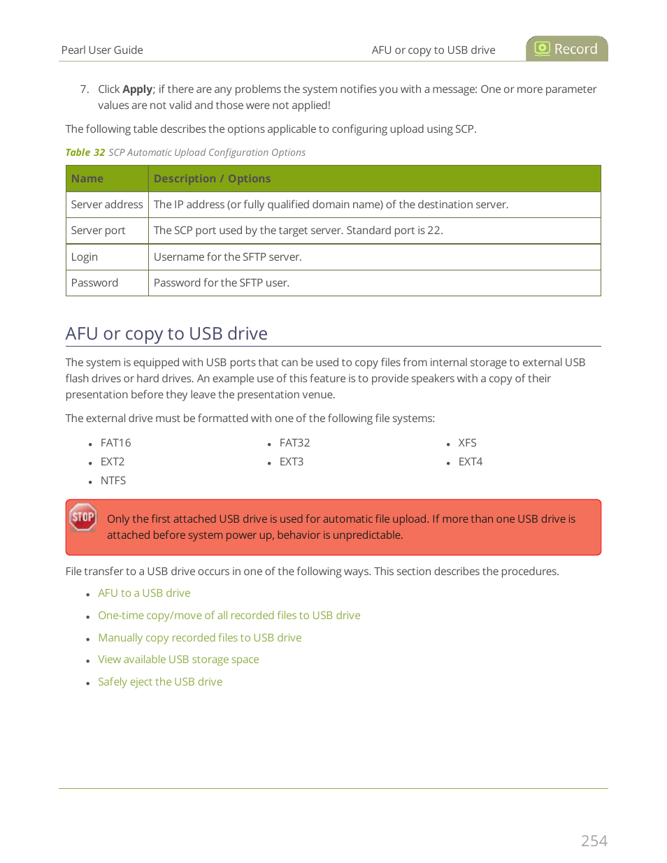 Afu or copy to usb drive | Epiphan Pearl User Manual | Page 267 / 342