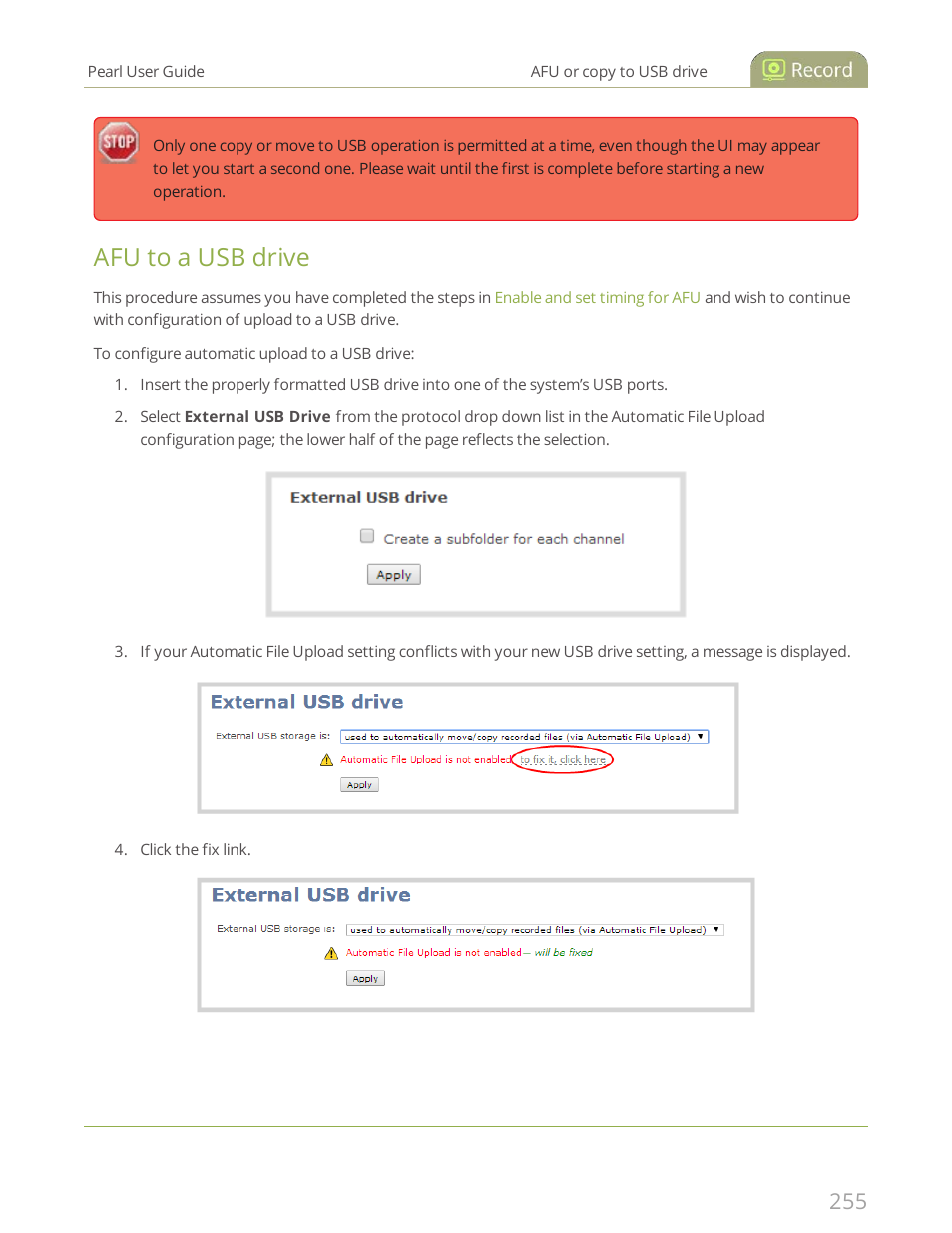 Afu to a usb drive | Epiphan Pearl User Manual | Page 268 / 342