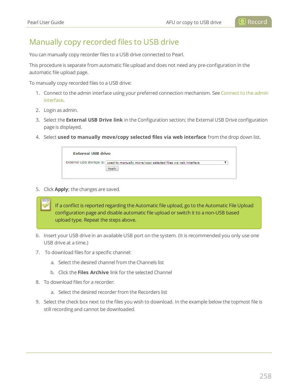 Manually copy recorded files to usb drive | Epiphan Pearl User Manual | Page 271 / 342