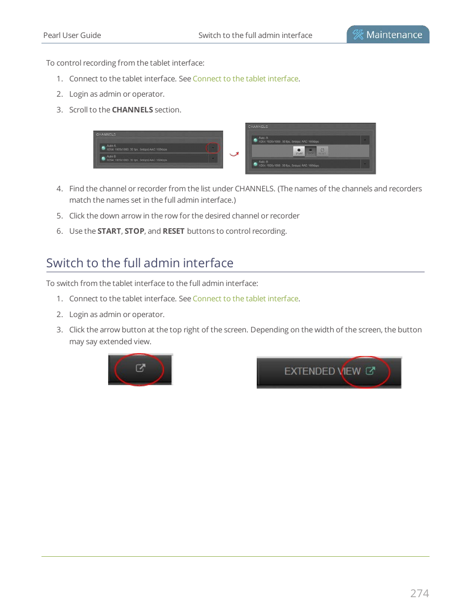 Switch to the full admin interface | Epiphan Pearl User Manual | Page 287 / 342