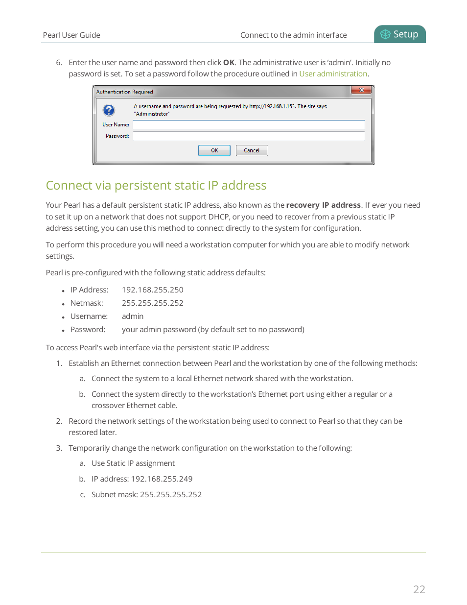 Connect via persistent static ip address | Epiphan Pearl User Manual | Page 35 / 342