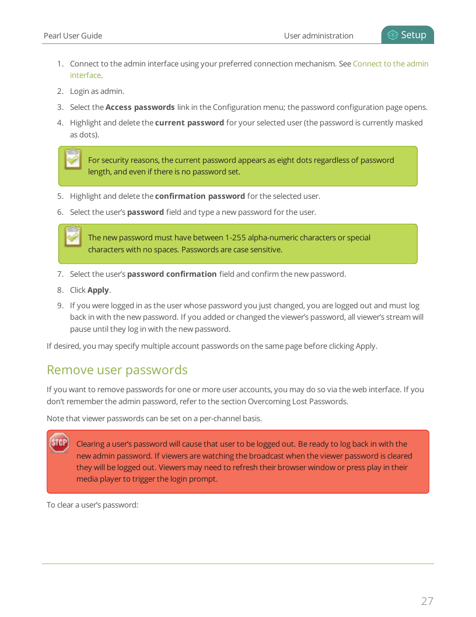 Remove user passwords | Epiphan Pearl User Manual | Page 40 / 342