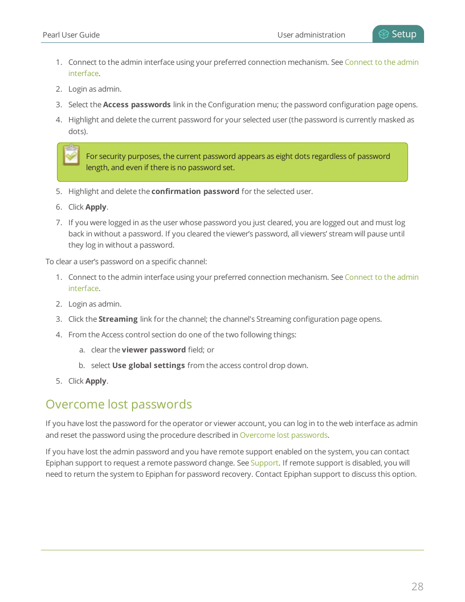 Overcome lost passwords | Epiphan Pearl User Manual | Page 41 / 342